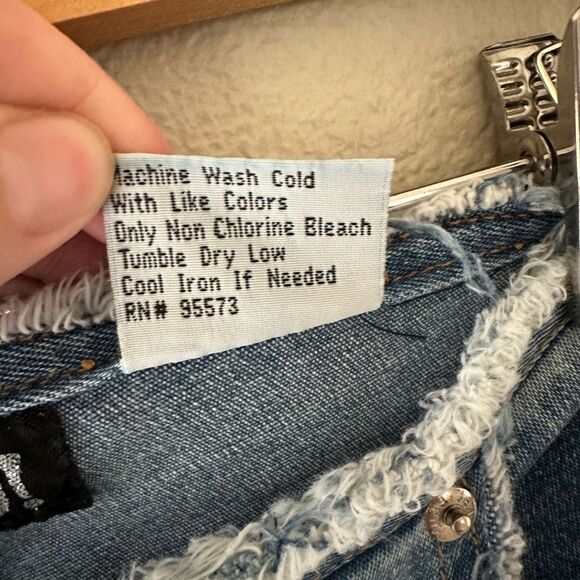 Mudd Yo! Vintage Y2K Mid Rise Raw Fringe Trim Stretch Flare Jeans Juniors 13 - Picture 5 of 10